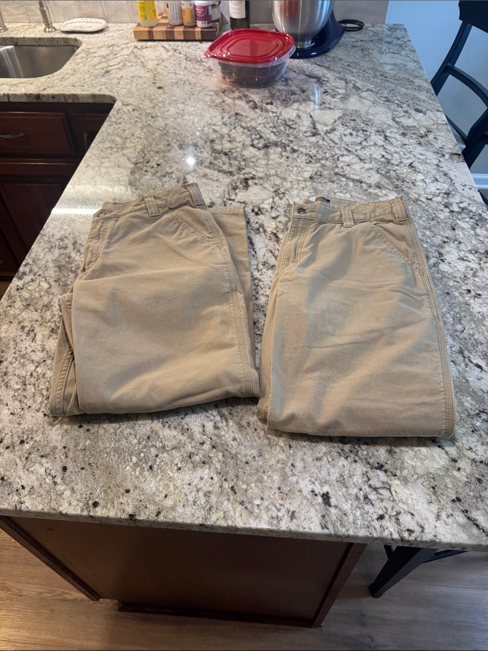 2 pair Carhartt Men's Khaki/Tan Work Chinos